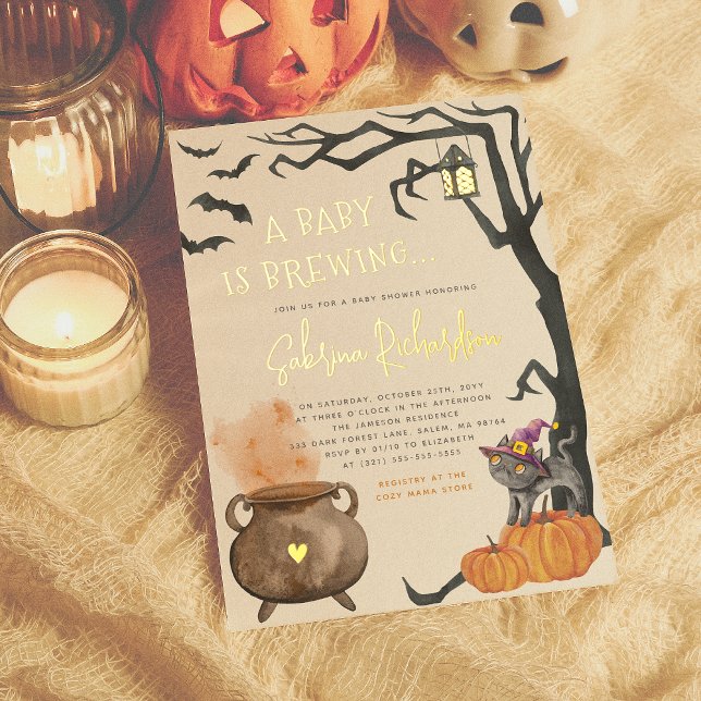 Invitation En Aluminium Un Bébé Brillant Brûle Un Baby shower D'Halloween  (Créateur téléchargé)