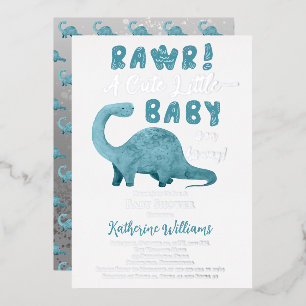 Invitation En Aluminium Un bébé mignon arrive Douche de dinosaure