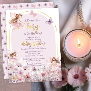 Invitation En Aluminium Un doux petit Baby shower de fille Fleur sauvage F