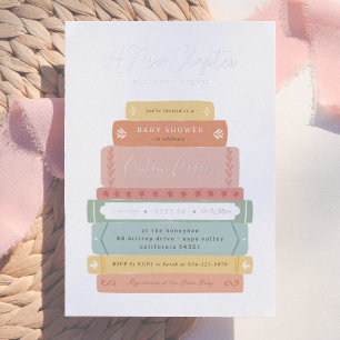 Invitation En Aluminium Un Nouveau Chapitre Baby shower de livre d'histo