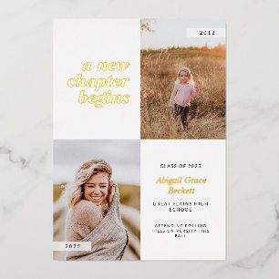 Invitation En Aluminium Un Nouveau Chapitre Commence La Graduation