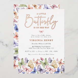 Invitation En Aluminium Un petit Baby shower papillon