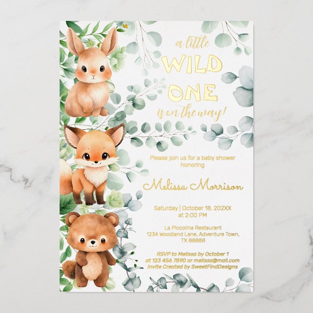 Invitation En Aluminium Un petit Baby shower sauvage de Baby Animals (Recto)