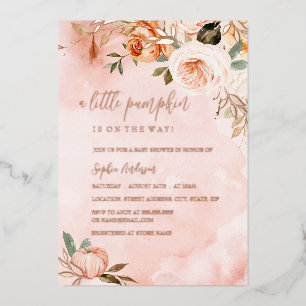 Invitation En Aluminium Un petit feuillage automnal citrouille rose pour B