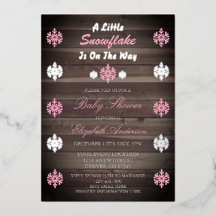 Invitation En Aluminium Un petit flocon de neige est en route Baby Shower