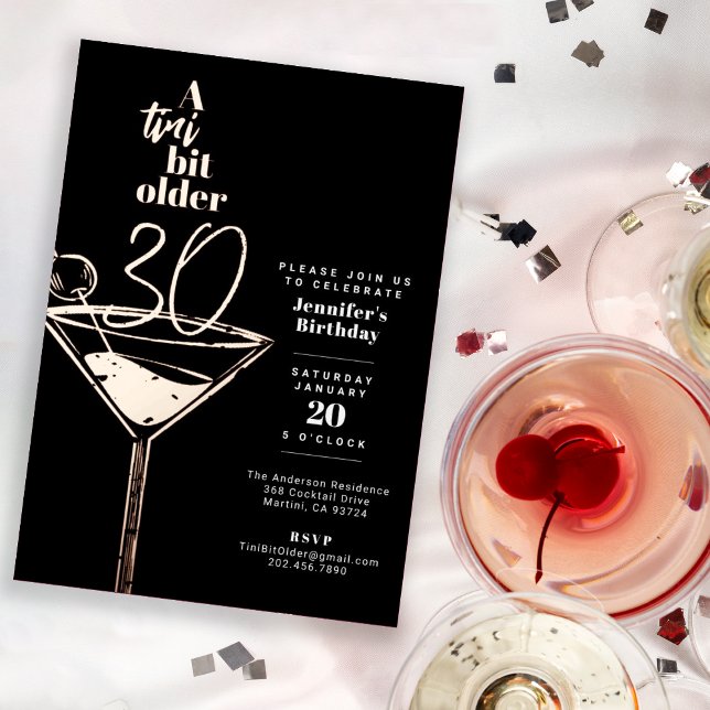 Invitation En Aluminium Un Tini Bit Plus âgé 30e anniversaire Cocktail Par (Créateur téléchargé)