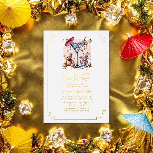 Invitation En Aluminium Un Tini Sur Le Chemin Du Baby shower (A Tini One Is On The Way Baby Shower Foil Invitation)