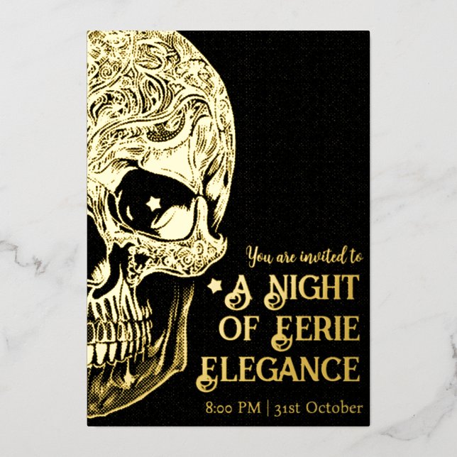 Invitation En Aluminium Une nuit de luxe Eerie Elegance Halloween (Recto)