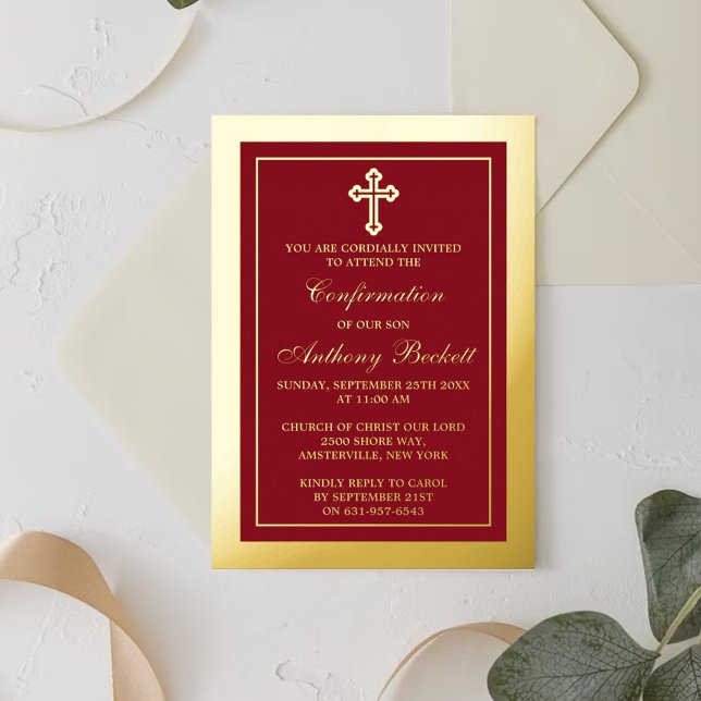 Invitation En Aluminium Une Sainte Communion Ou Une Confirmation Élégante  (Créateur téléchargé)