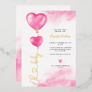 Invitation En Aluminium Valentine oh bébé amour coeur rose baby shower