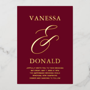 Invitation En Aluminium Vanessa Burgundy Mariage moderne