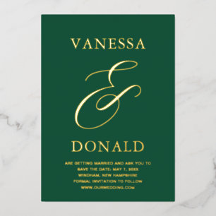 Invitation En Aluminium Vanessa Emerald Green Mariage moderne Enregistrer