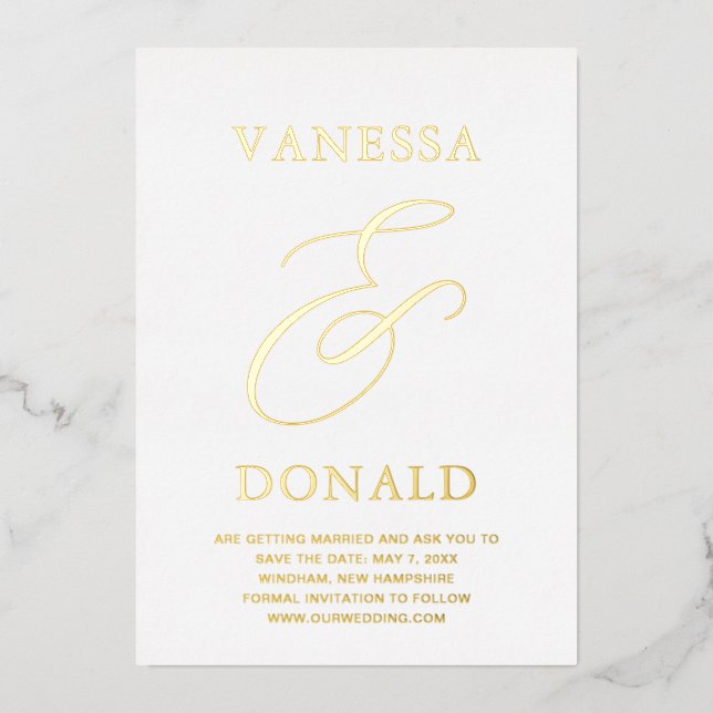 Invitation En Aluminium Vanessa Mariage moderne Enregistrer la date (Recto)