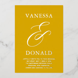 Invitation En Aluminium Vanessa Mustard Jaune Mariage moderne
