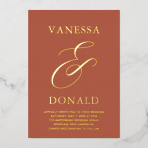 Invitation En Aluminium Vanessa Terracotta Mariage moderne