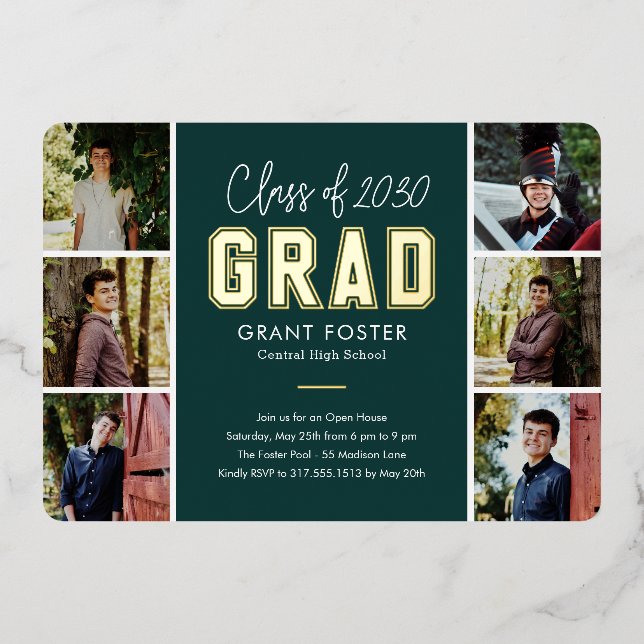 Invitation En Aluminium Variété Fierté huile Graduation COULEUR ÉDITABLE h (Recto)