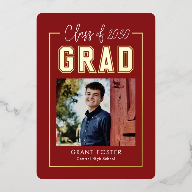 Invitation En Aluminium Variété Fierté huile Graduation COULEUR ÉDITABLE h (Recto)