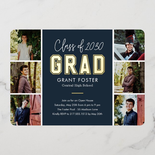 Invitation En Aluminium Variété Fierté huile Graduation COULEUR ÉDITABLE h (Recto)