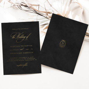Invitation En Aluminium Velvet Texture Imitation & Mariage Classy Or