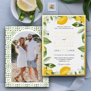 Invitation En Aluminium Verger de Citron Citrus Photo Mariage Or