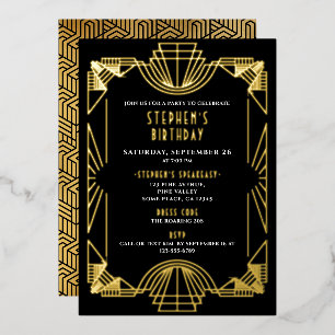 Invitation En Aluminium Véritable fête d'anniversaire Gatsby années folles