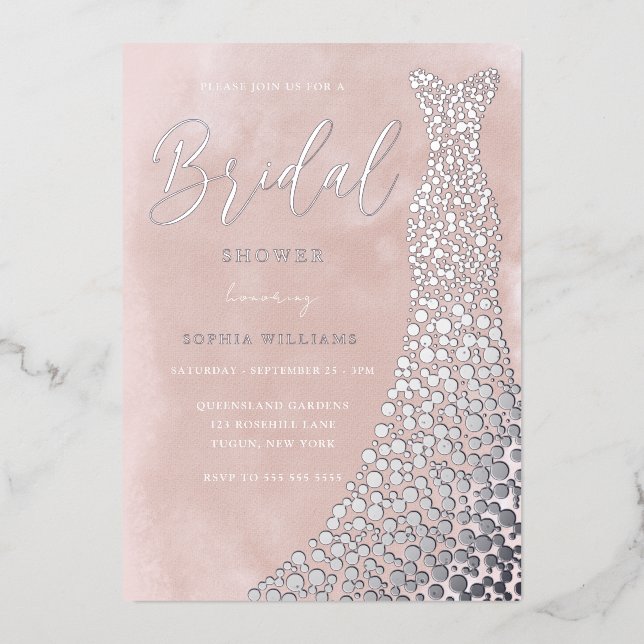 Invitation En Aluminium Véritable Fête des mariées d'aquarelle brillante e (Recto)