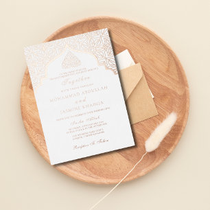 Invitation En Aluminium Véritable feuille Masjid Libellé Mariage musulman