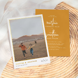 Invitation En Aluminium Véritable Foil Boho Minimaliste Mustard Mariage ph