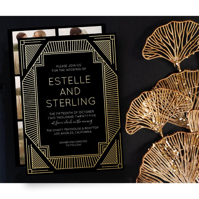 Invitation En Aluminium Véritable Foil géométrique Mariage Photos Foil Inv (Créateur téléchargé)