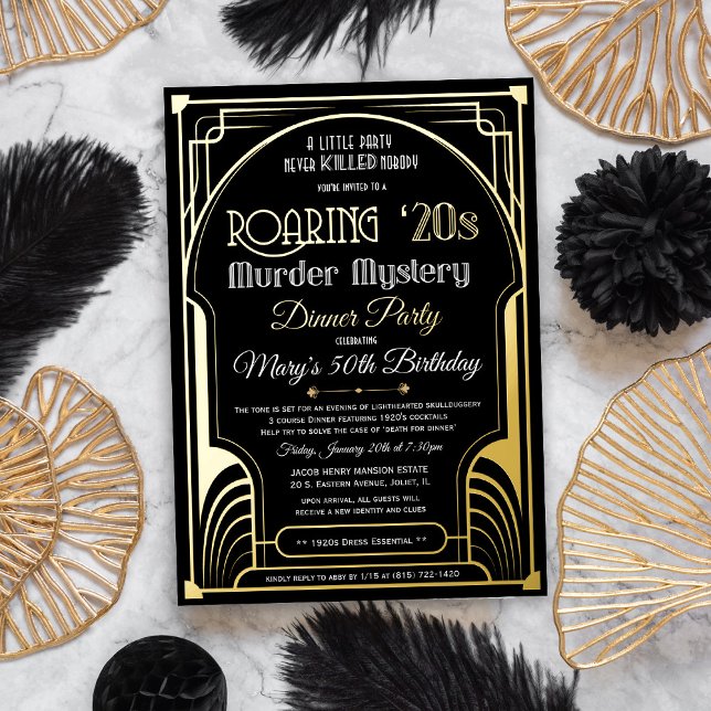 Invitation En Aluminium Véritable Foil Roaring 20s Meurtre Mystère Invitat (Créateur téléchargé)