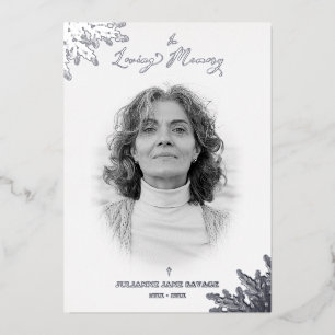 Invitation En Aluminium Véritable funérailles d'argent Noir Blanc photo so