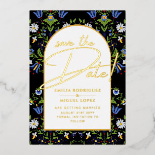 Invitation En Aluminium Véritable Gold Foil Mariage moderne Enregistrer La