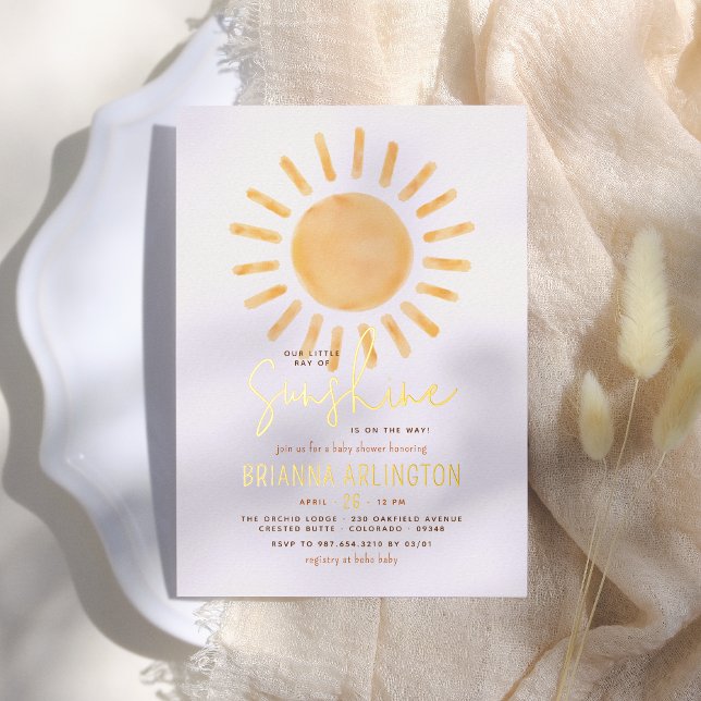 Invitation En Aluminium Véritable huile | Sunshine Boho garçon ou Baby sho (Créateur téléchargé)