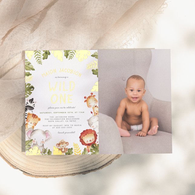 Invitation En Aluminium Véritable huile | Wild One Boy Photo Anniversaire (Créateur téléchargé)