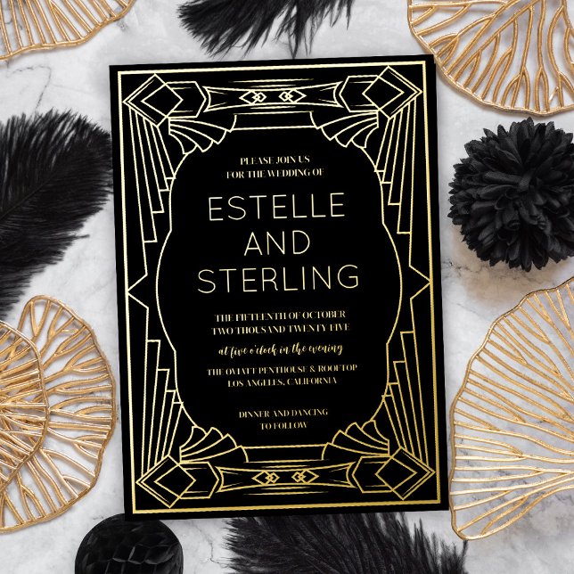 Invitation En Aluminium Véritable Mariage de forme géométrique Foil (Créateur téléchargé)