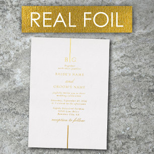 Invitation En Aluminium Véritable minimaliste de l'huile d'or Élégant Mari