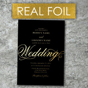 Invitation En Aluminium Véritable or foilé élégant classe luxe mariage noi