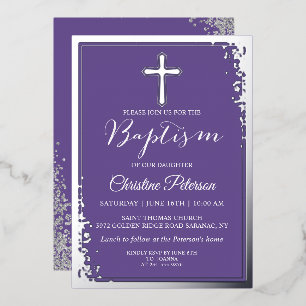 Invitation En Aluminium Véritable Parties scintillant d'argent Foil Lavand