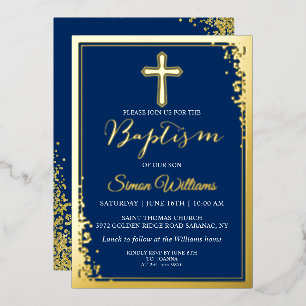 Invitation En Aluminium Véritable Parties scintillant d'or Foil Marine Ble