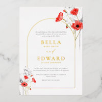 Véritable Poppy Red Flowers Moderne Chic Mariage