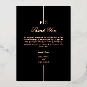 Invitation En Aluminium Véritable Rose Gold Foil Black Mariage Merci