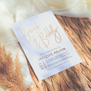 Invitation En Aluminium Véritable Rose Gold Foil Brunch & Bubbly Fête des 