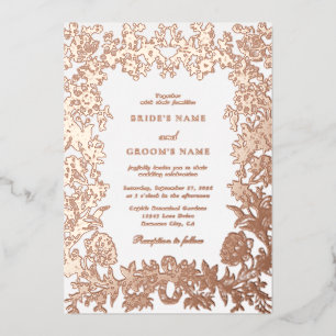 Invitation En Aluminium Véritable Rose Gold Foil Élégant Mariage floral