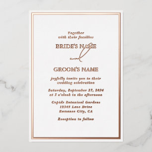 Invitation En Aluminium Véritable Rose Gold Foil Moderne Mariage blanc
