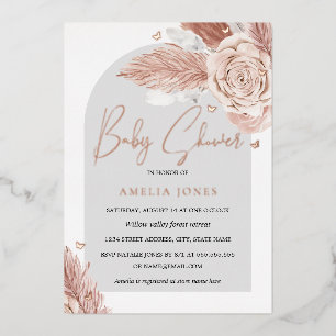 Invitation En Aluminium VÉRITABLE ROSE OR FOIL rose Baby shower d'arc flor