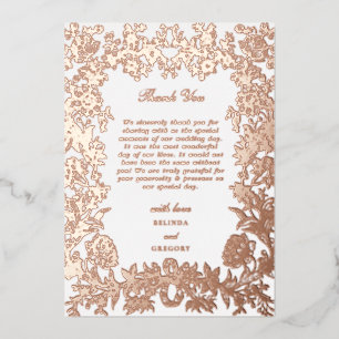 Invitation En Aluminium Véritable Rose or huile Florale Mariage Merci