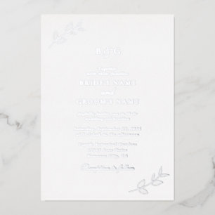 Invitation En Aluminium Véritables feuilles de papier d'argent élégant mon