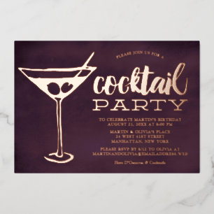 Invitation En Aluminium Verre à Martini Violet Élégant pour Soirée Cocktai