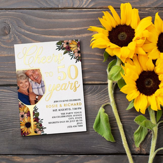 Invitation En Aluminium Verre à vin à la santé de 50 ans de mariage (Créateur téléchargé)