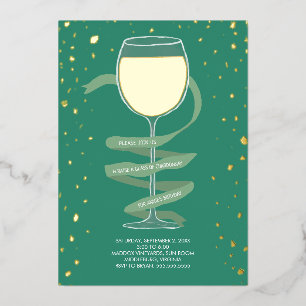 Invitation En Aluminium Verre à vin Chardonnay Fête d'anniversaire de la W
